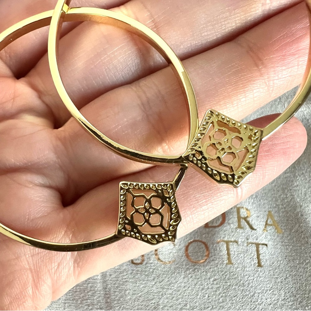 NEW Kendra Scott Elberta Rose Quartz Hoop Earrings - Picture 4 of 5